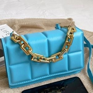 Geo Graphic Chain Satchel Bag
